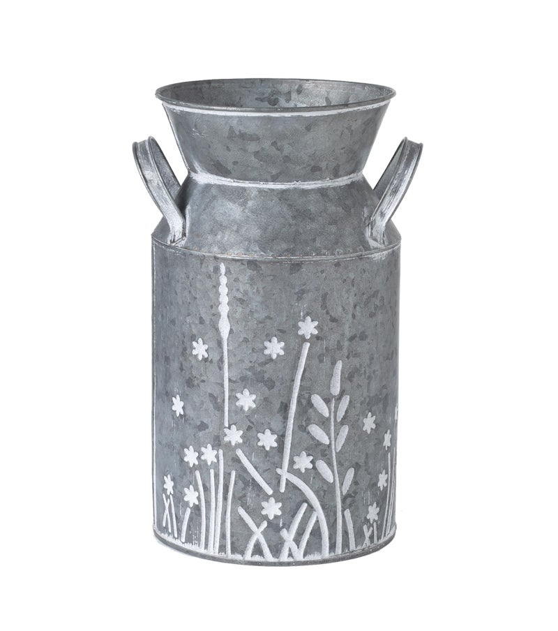 Venalys Vintage Galvanized Metal Milk Can, Farmhouse Rustic Flower Pitcher Vase, Decorative Floral Milk Jug Vase for Home DÃ©cor, 10.8â€™â€™H - Image 2