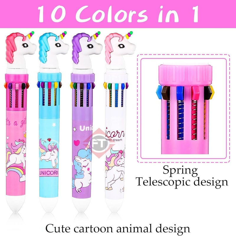 Firstly Transparent Colorful Plastic Washable Drawing Painting Graphics Stencils Scale with Unicorn Multicolor Ten in One Ballpoint Pen| Template Sets for Kid Craft, School Project (1 pc) - Image 3