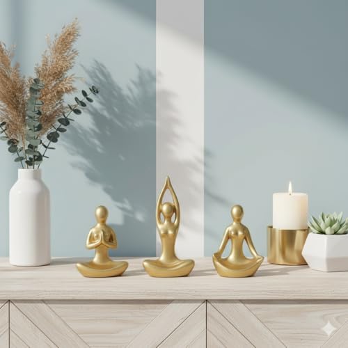 AABCO Showpiece for Home Decor Showpiece, Posture Figure for Home Shelves Decorative Item (Golden Yoga Lady) - Image 2