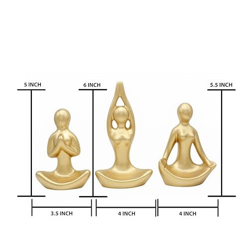AABCO Showpiece for Home Decor Showpiece, Posture Figure for Home Shelves Decorative Item (Golden Yoga Lady) - Image 3