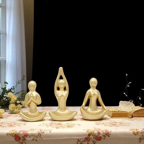 AABCO Showpiece for Home Decor Showpiece, Posture Figure for Home Shelves Decorative Item (Golden Yoga Lady) - Image 1
