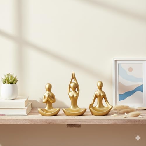 AABCO Showpiece for Home Decor Showpiece, Posture Figure for Home Shelves Decorative Item (Golden Yoga Lady) - Image 5