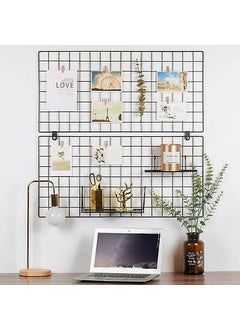 Franklite Franklite Iron Steel Grid Photo Frame for Wall Clip Holder Photo FrameMulti Functional Creative Mesh Wall Grid Frame organizes kitchen cabinet refrigerator Black 3030cm 1Pcs Frame  - Image 5