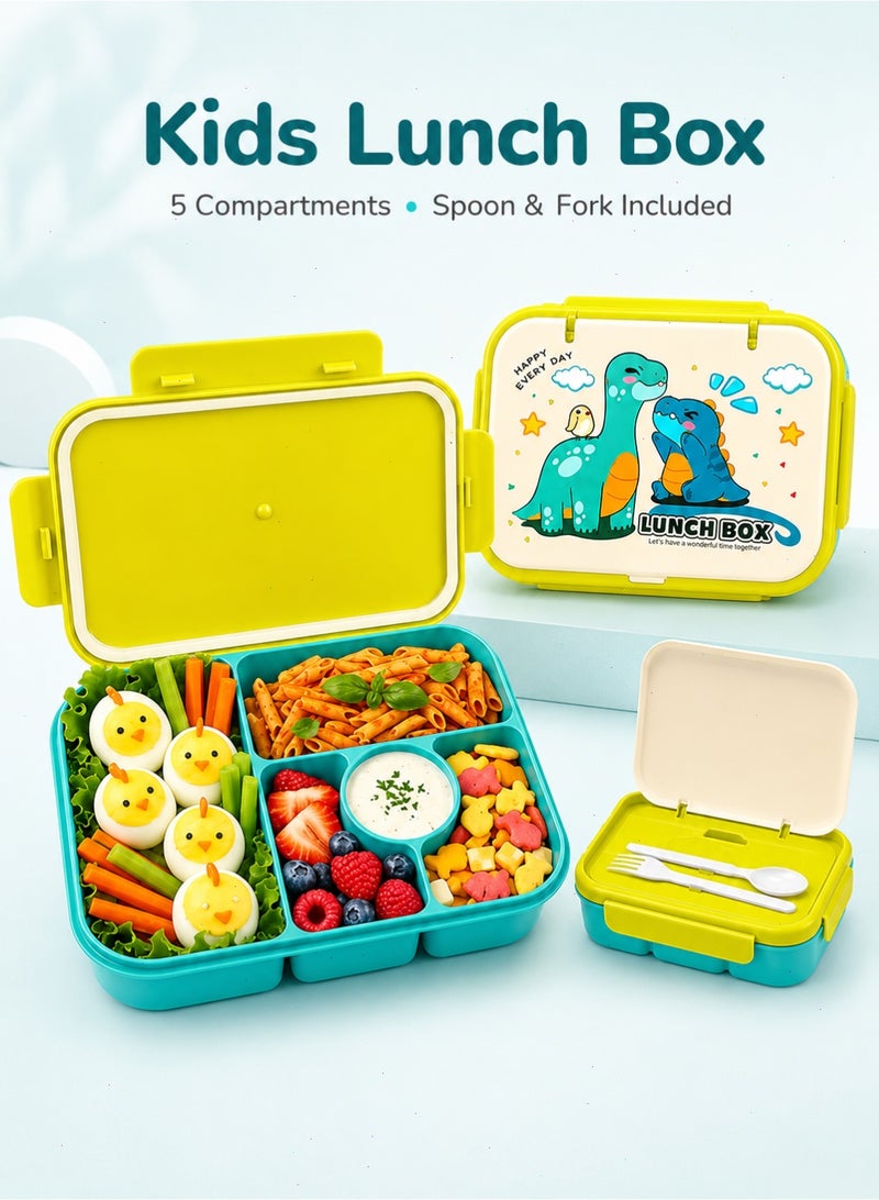 Yoawllty Bento Lunch Box, 4 Compartment Leak‑proof Stackable Lunch Containers with Lids & Sauce Cups, BPA‑Free Meal Prep Food Storage Container for Kids Adults School Office Travel (Blue and Yellow) - Image 1