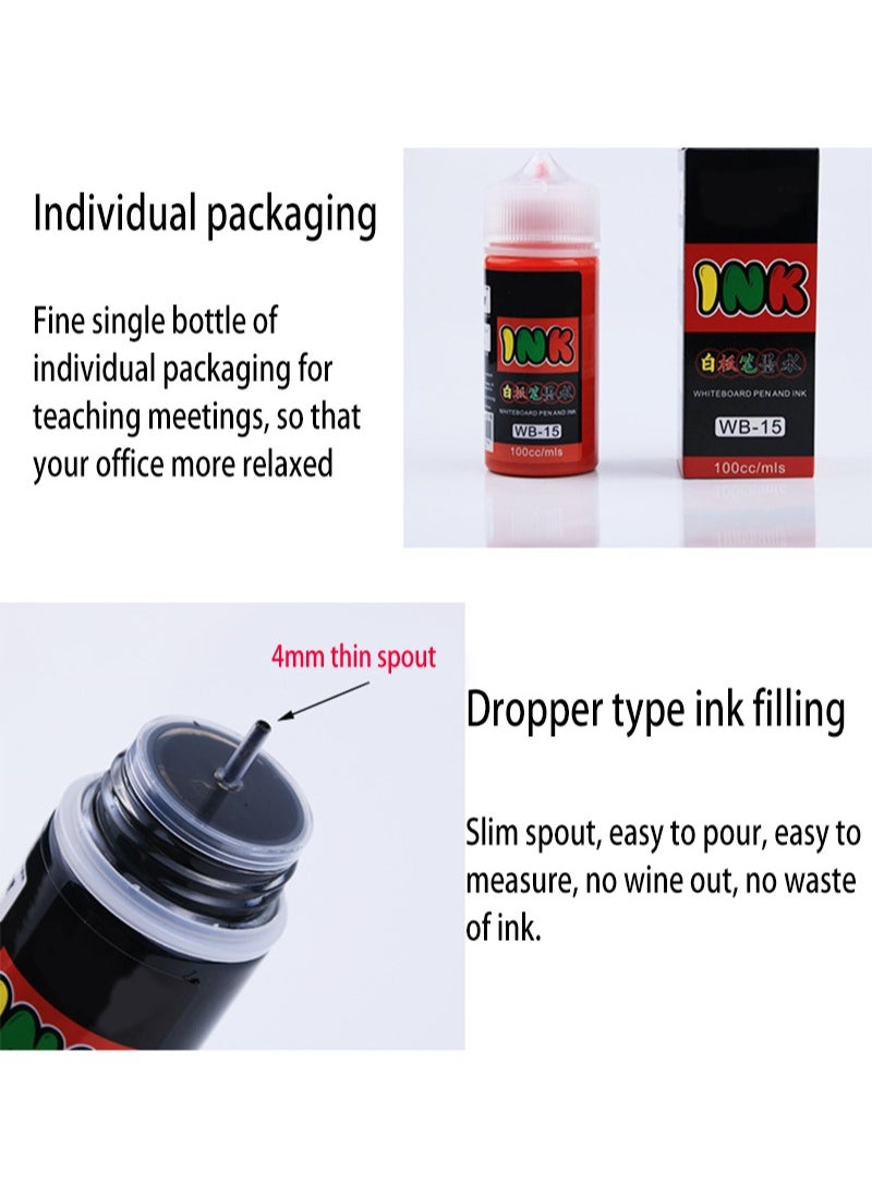 Aikanbo - Whiteboard Pen Ink Refill Ink for Whiteboard Markers Refilling Inks Black Marker Pen for Chalkboard, Whiteboard, Blackboard, Window, Glass, School Office Supplies - Image 1