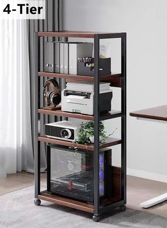 Kutis 4-Tiers Storage Shelving Rack Metal Organizer With Casters Adjustable Shelves For Home Kitchen Office 51x40x132 cm - Image 1