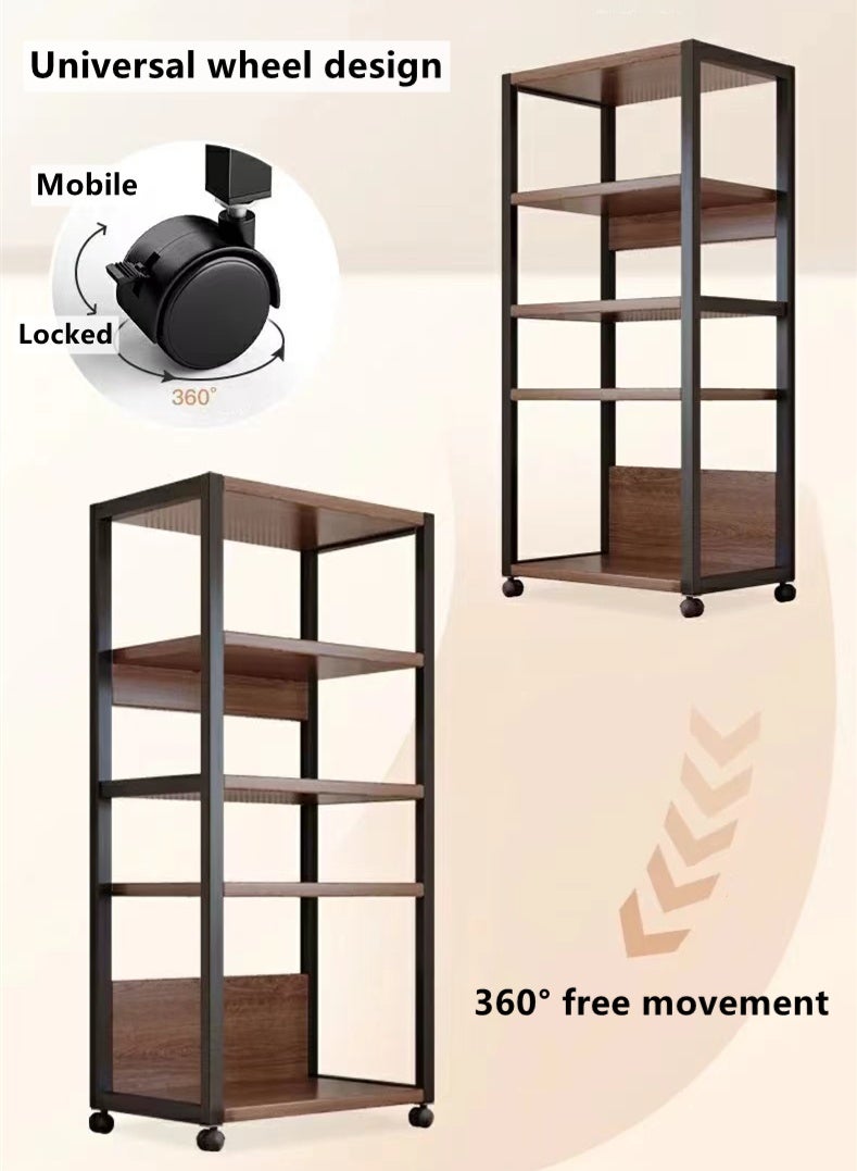 Kutis 4-Tiers Storage Shelving Rack Metal Organizer With Casters Adjustable Shelves For Home Kitchen Office 51x40x132 cm - Image 3