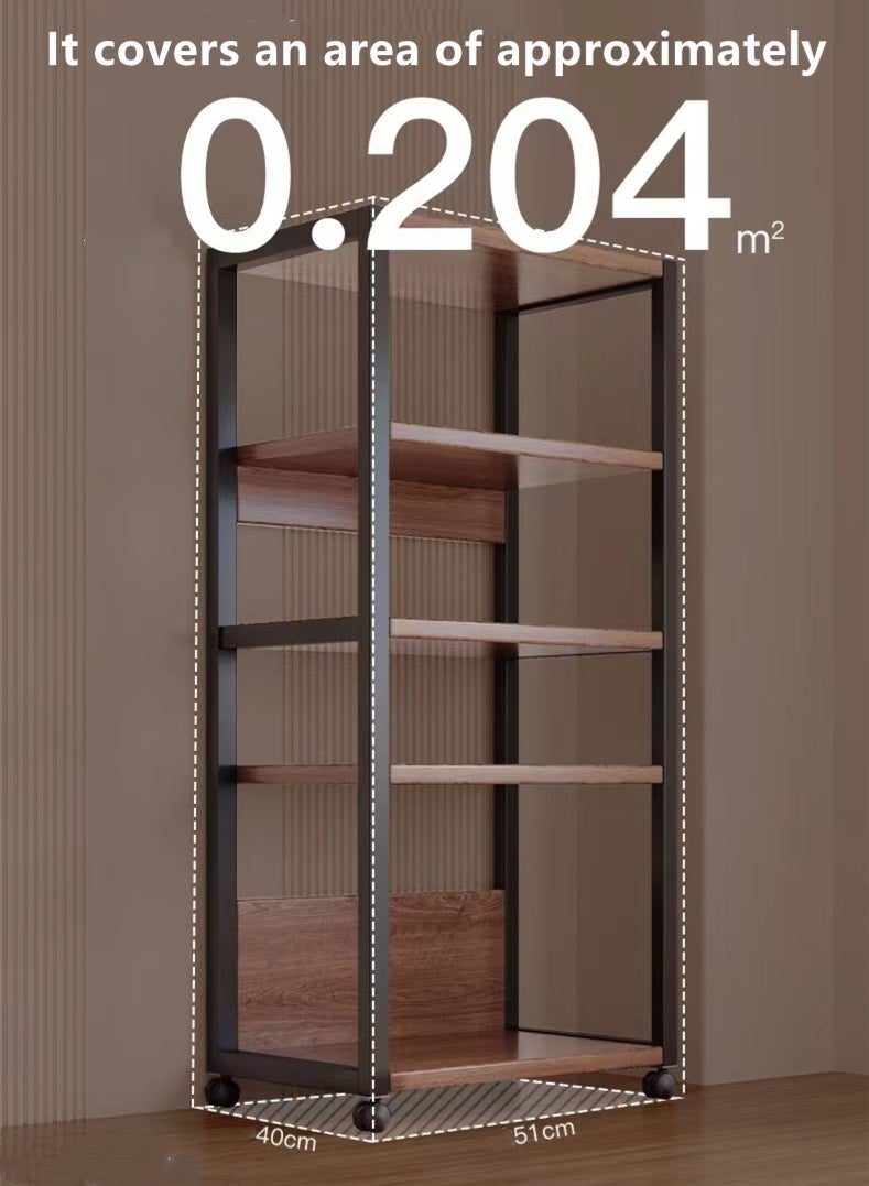Kutis 4-Tiers Storage Shelving Rack Metal Organizer With Casters Adjustable Shelves For Home Kitchen Office 51x40x132 cm - Image 2