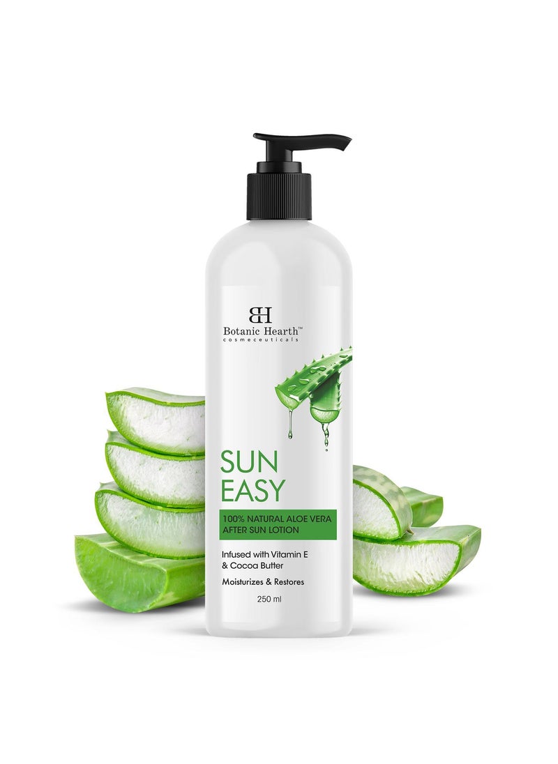 Botanic Hearth - Botanic Hearth Sun Easy 100% Natural Aloe Vera After Sun Lotion, 250 ml - Soothing & Hydrating Sunburn Relief, Non-Greasy Formula Men & Women - Image 1