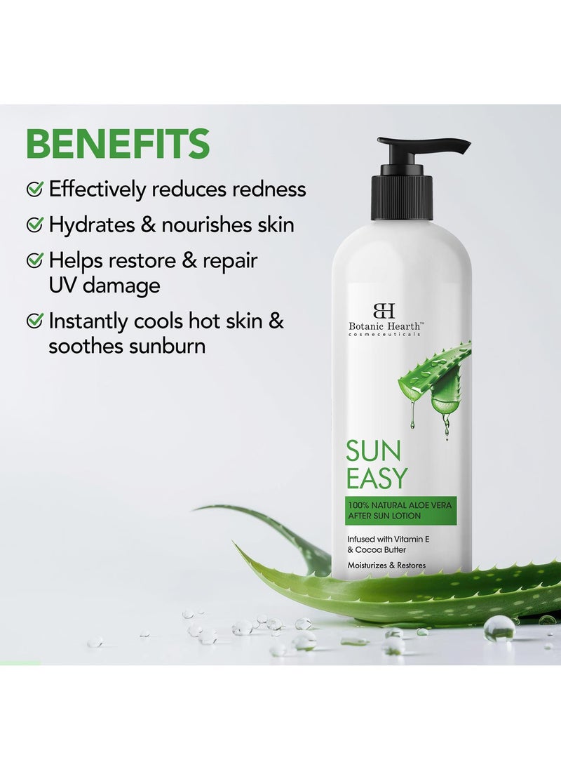 Botanic Hearth - Botanic Hearth Sun Easy 100% Natural Aloe Vera After Sun Lotion, 250 ml - Soothing & Hydrating Sunburn Relief, Non-Greasy Formula Men & Women - Image 1