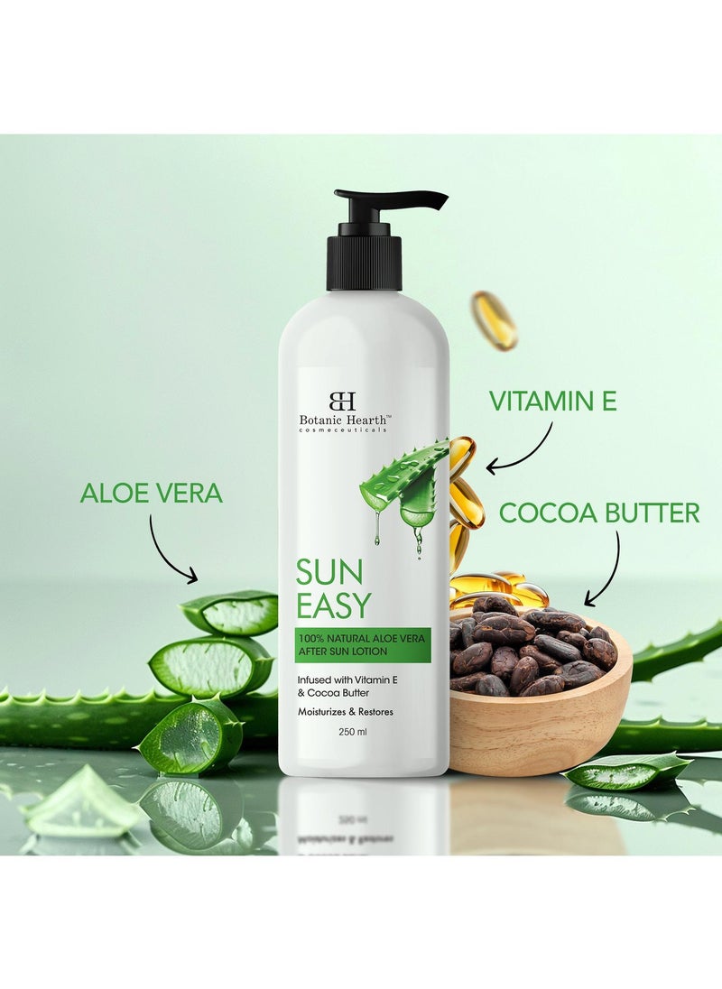 Botanic Hearth - Botanic Hearth Sun Easy 100% Natural Aloe Vera After Sun Lotion, 250 ml - Soothing & Hydrating Sunburn Relief, Non-Greasy Formula Men & Women - Image 1