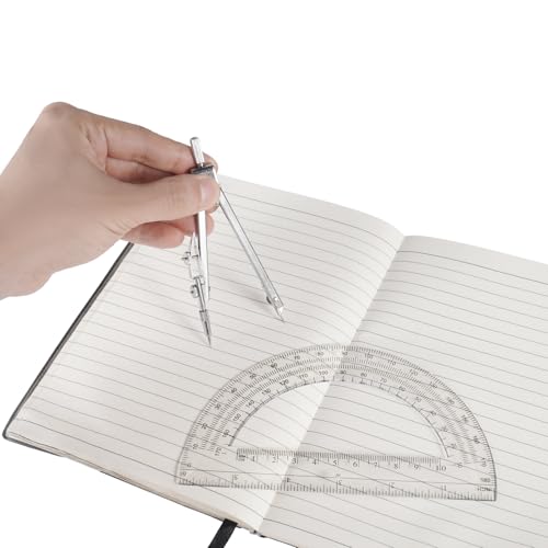 YAMHOHO Protractor and Compass Set, Compass Protractor Set, Protractor, Compass for Geometry, Math Compass, Compass School, Math Compass and Protractor, Geometry Tools Set, Geometry Set (Silver) - Image 3