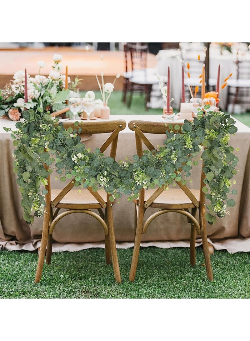 Generic 2 Pack Artificial Eucalyptus Garland Greenery Vines with White Flowers & Berries - Faux Spring Leaf Garland for Wedding Arch, Home, Party, Mantle Decor - Indoor Table Runner, Hanging Floral Arrangemen  - Image 4