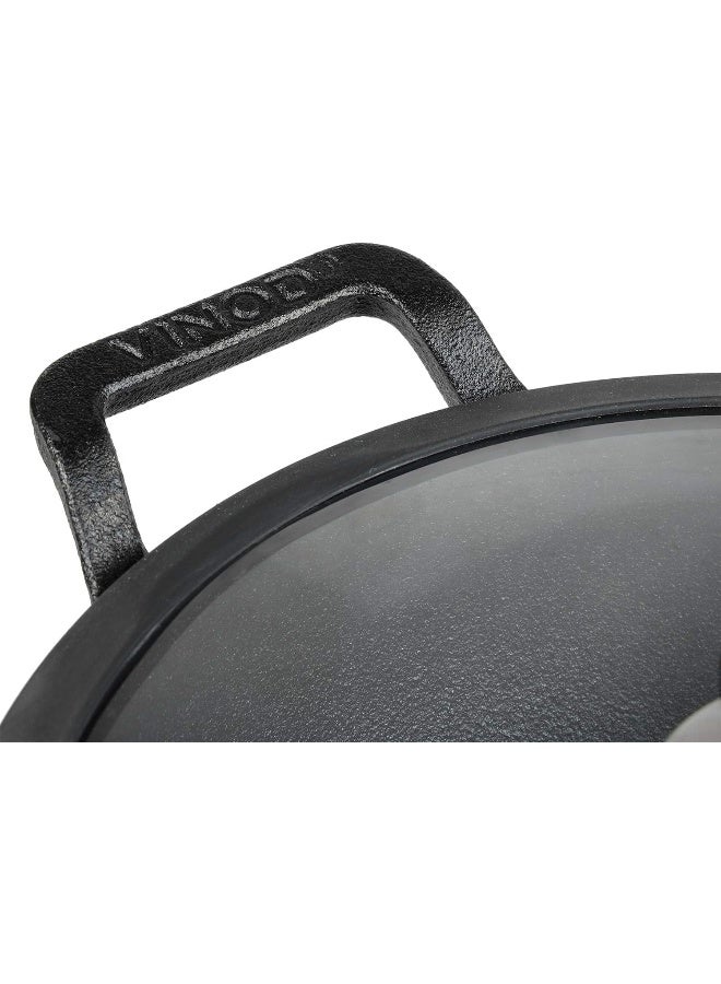 VINOD مقلاة فينود ليجاسي من الحديد الزهر مسبقة التتبيل، 24 سم، سعة 3.3 لتر، مناسبة للطهي بالحث، سوداء - Image 4