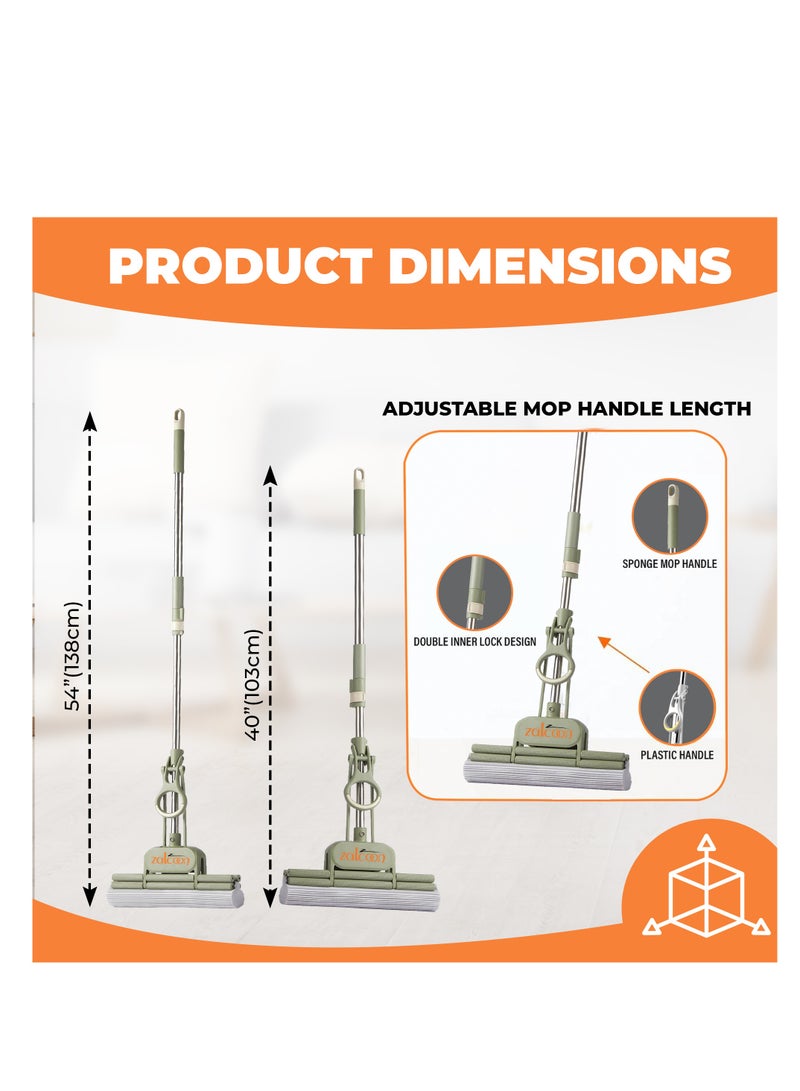 Zalcoon PVA Quadruple Rollers Sponge Mop  33cm with Bucket, 2 Extra Ultra Absorbent PVA Sponge Refill & 2 Mop Slippers|Household Cleaning Tool for Kitchen, Tiles, Multi-Surface Hard Floors - Image 4