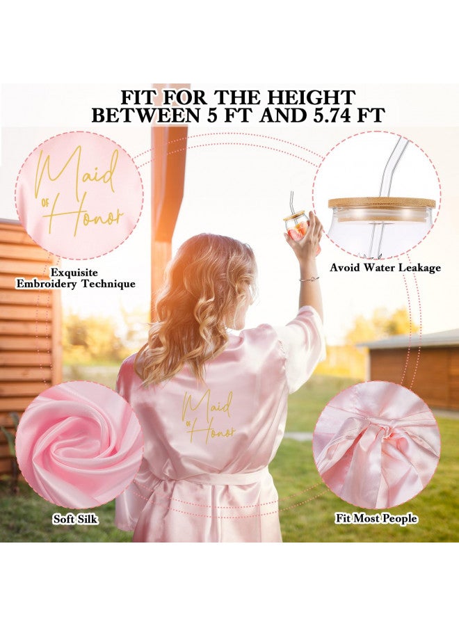 Irenare Irenare 8 Pcs Maid of Honor Proposal Gifts Set Robes Makeup Bag Cup Cards Hair Tie Bracelet Diamond Pen Bridesmaid Gift Box - Image 4