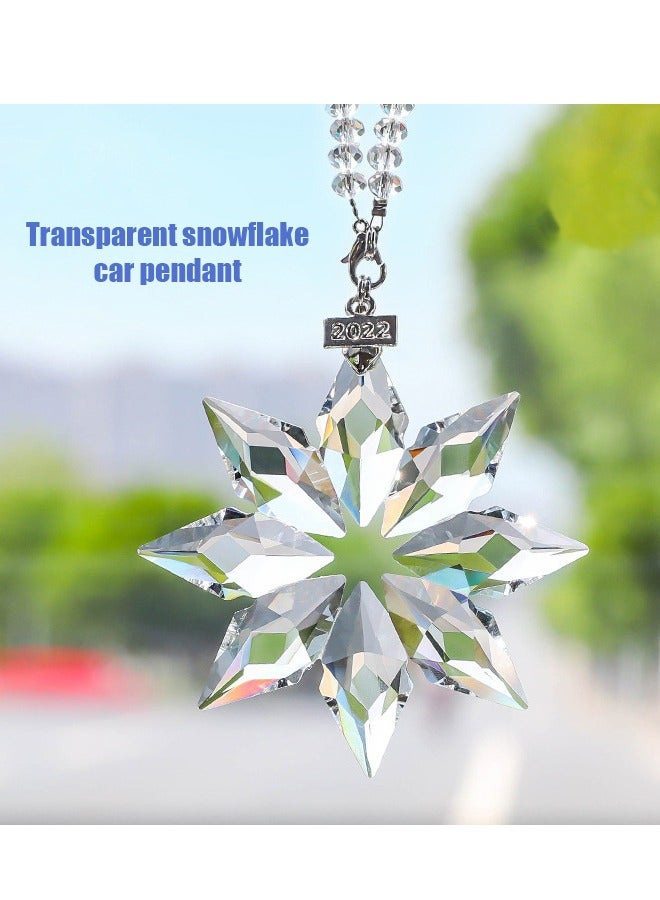 Crystal Snowflake Car Pendant, Rearview Mirror Decoration, Interior Decoration - Image 1