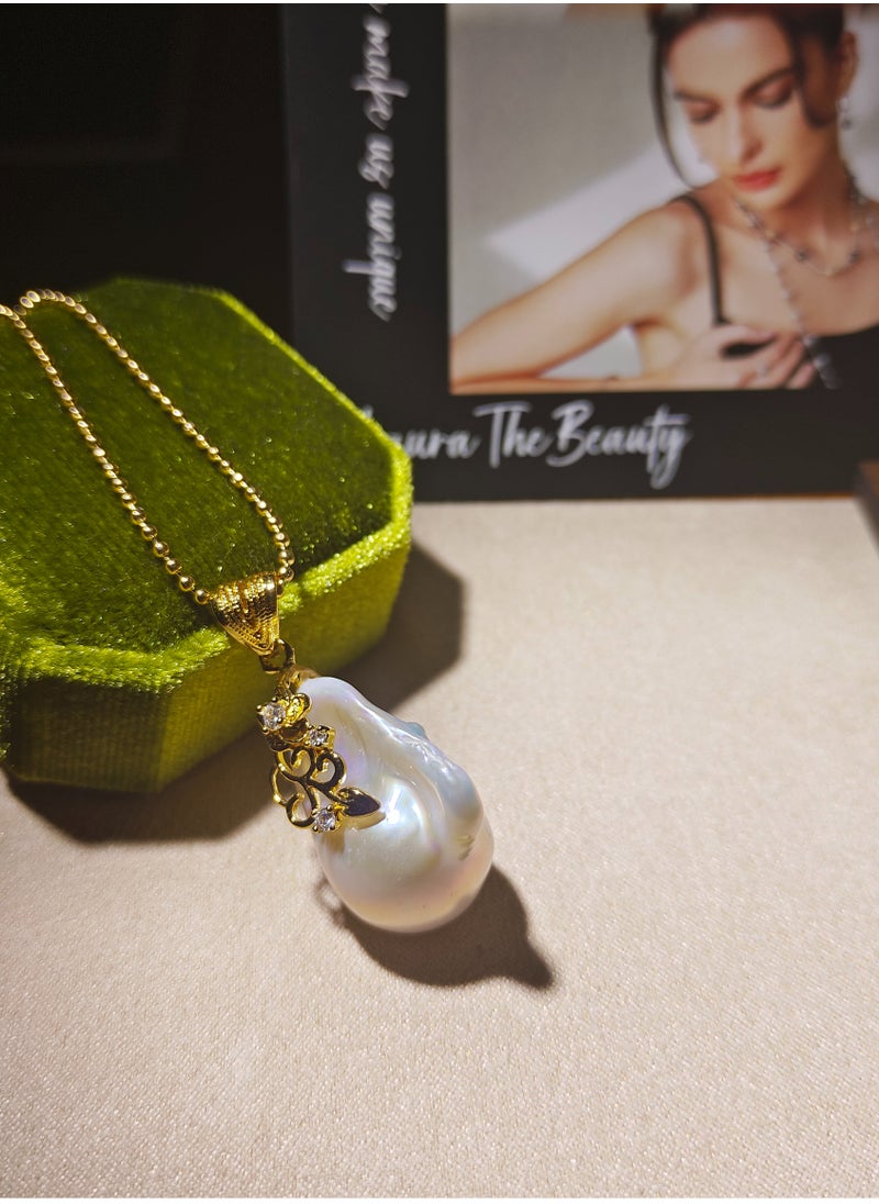 LauraTheBeauty - Natural Baroque Pearl S925 Silver Plated K Gold Necklace - Image 1