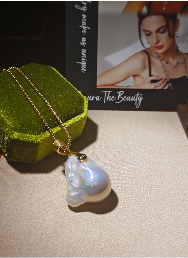 LauraTheBeauty - Natural Baroque Pearl S925 Silver Plated K Gold Necklace - Image 1