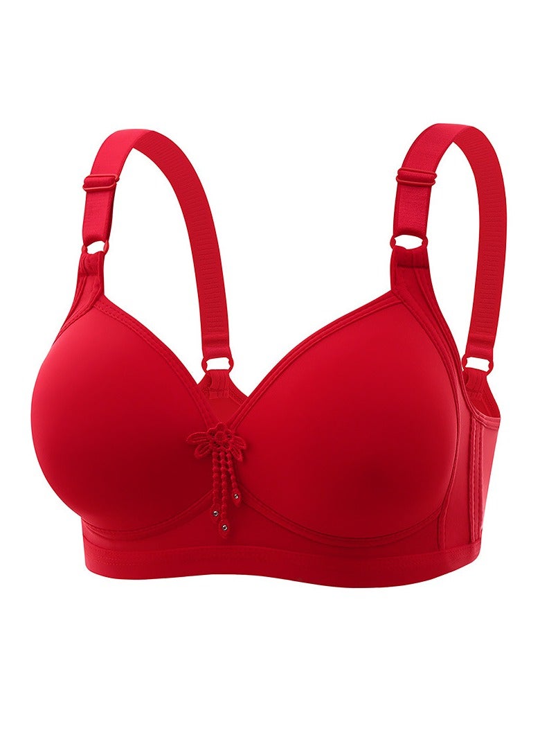 Loquat Womens Soft Smoothing Bras Unpadded wireless Bra Red