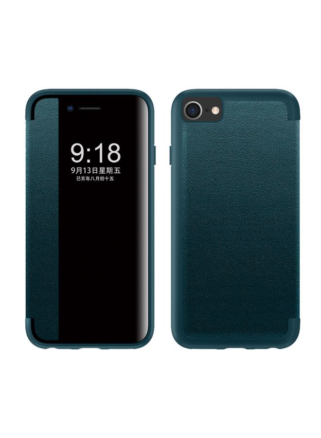 اس-توب جراب جلدي مقاوم للصدمات أفقيًا مع نافذة جانبية مغناطيسية لهاتف iPhone SE 2022 / SE 2020 / 8 / 7 - Image 1