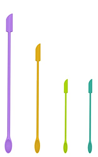 PCEEL Mini Spatula Silicone Spatula Set - 4pcs Small Makeup Scrapers for Cosmetics, Reusable Beauty Tiny Tools, Thin Jar Scraper, Get the Last of the Makeup Out of the Bottle(Candy Colors) - Image 1