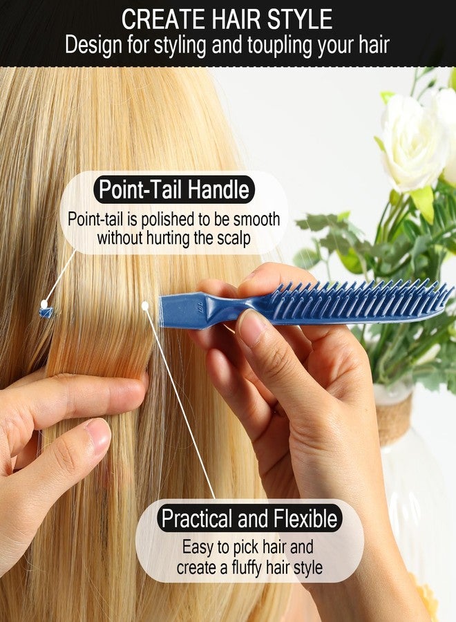SIMPOR 3 Row Hair Comb for Natural Detangling Hair Styling Brush Nylon Bristle Unbraider Teasing Comb Rat Tail for Women Men Blue - Image 5