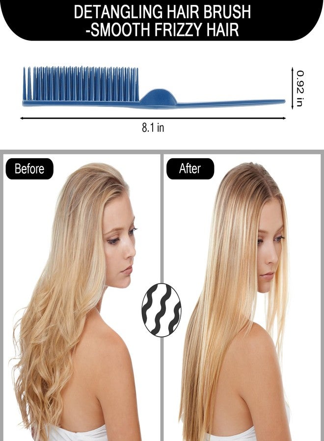 SIMPOR 3 Row Hair Comb for Natural Detangling Hair Styling Brush Nylon Bristle Unbraider Teasing Comb Rat Tail for Women Men Blue - Image 3