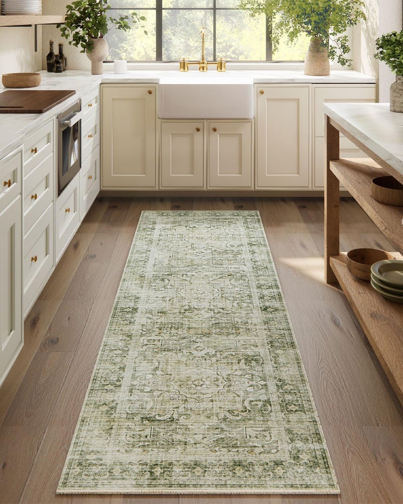palohom Washable Runner Rug Non Slip: 2'6"x8' Kitchen Rug Runners Non Slip Low Pile Soft Faux Wool Boho Floor Rug Non Shedding Carpet Runners for Hallways Entryway Bedroom Bedside Living Room Farmhouse Indoor - Image 1