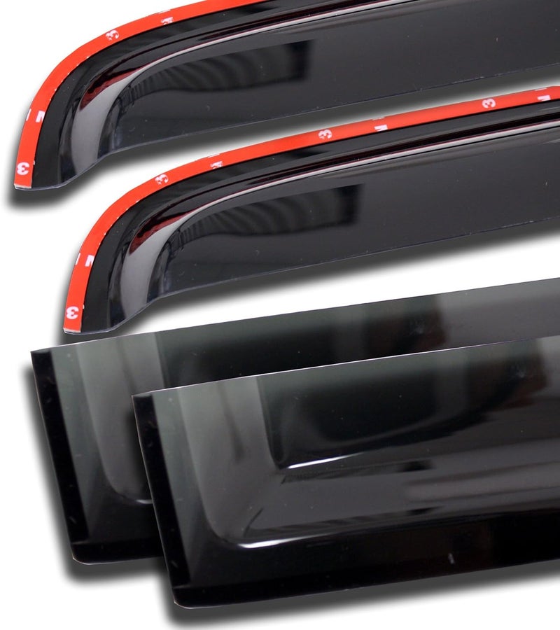 Tuningpros WV-508i in-Channel Window Visor Deflector Rain Guard Dark Smoke 4 Pcs - Image 2