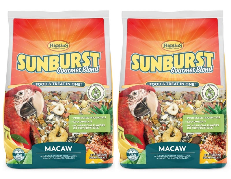 Higgins 2 Pack of Sunburst Gourmet Blend Macaw Food, 3 Pounds Each, with Protein Egg Food - Image 1