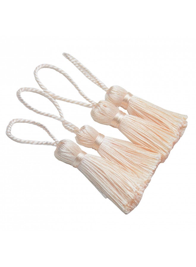 Makhry 20pcs 4.3 Inch Handmade Silky Floss Mini Tiny Craft Tassels with 2-Inch Cord Loop and Small Chinese Knot for Earrings, Souvenir, Bookmarks, DIY Craft Accessory,Tags (#47Champagne) - Image 1