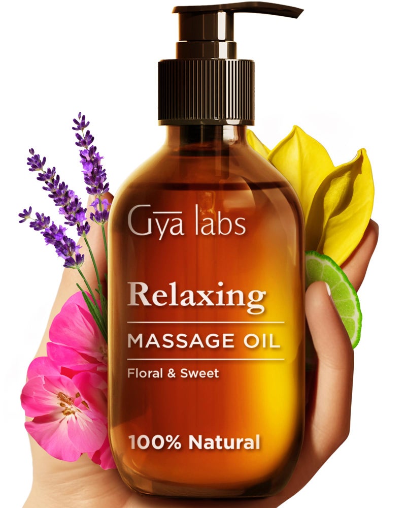 Gya Labs Relaxing Massage Oil 676 Fl Oz NonGreasy Formula for Sore Muscles Deep Relaxation All Skin Types Suitable for Men Women
