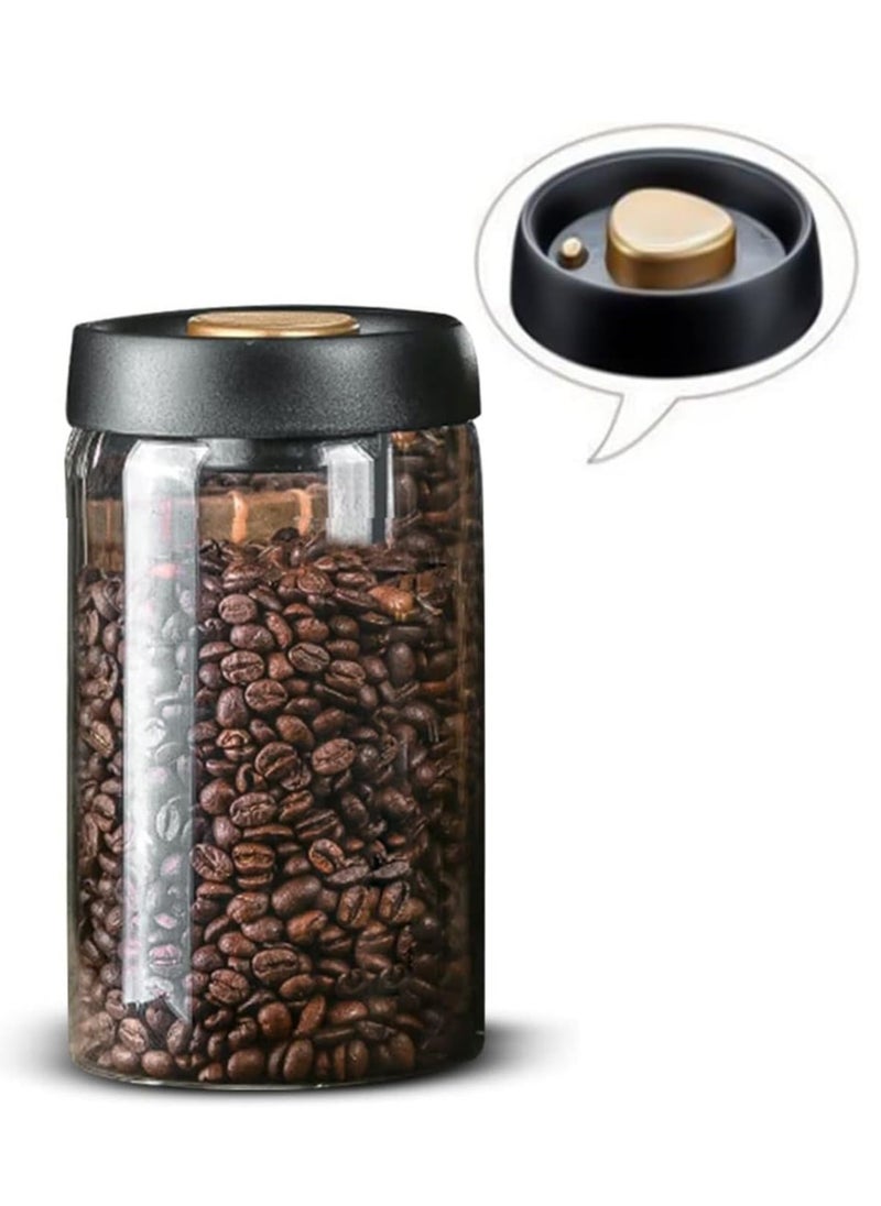 Generic Glass Canister with Vacuum Lids,900 ML  Borosilicate Glass Coffee Canister Container,Perfect for Coffee,Beans,Loose Tea,Candy,Nuts,Spices,Snacks for Fresh Keeping (900ML)  - Image 1