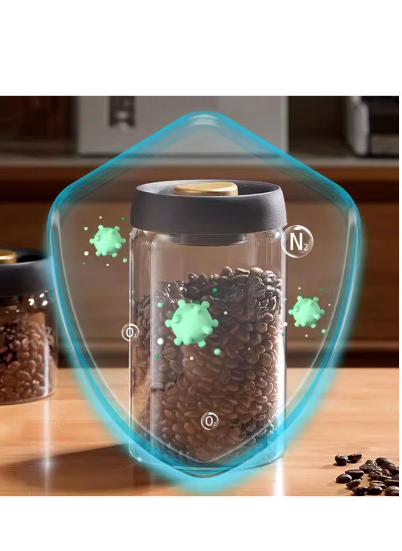 Generic - Glass Canister with Vacuum Lids,900 ML  Borosilicate Glass Coffee Canister Container,Perfect for Coffee,Beans,Loose Tea,Candy,Nuts,Spices,Snacks for Fresh Keeping (900ML) - Image 1
