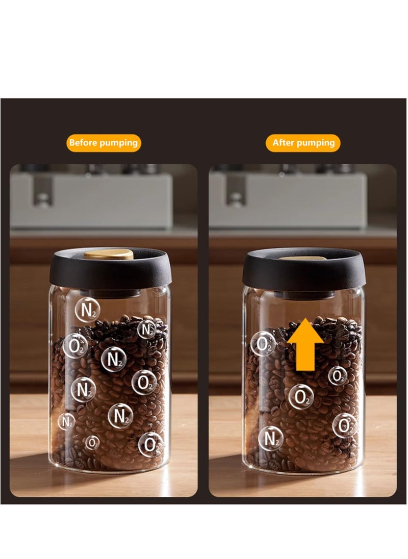 Generic Glass Canister with Vacuum Lids,900 ML  Borosilicate Glass Coffee Canister Container,Perfect for Coffee,Beans,Loose Tea,Candy,Nuts,Spices,Snacks for Fresh Keeping (900ML)  - Image 2