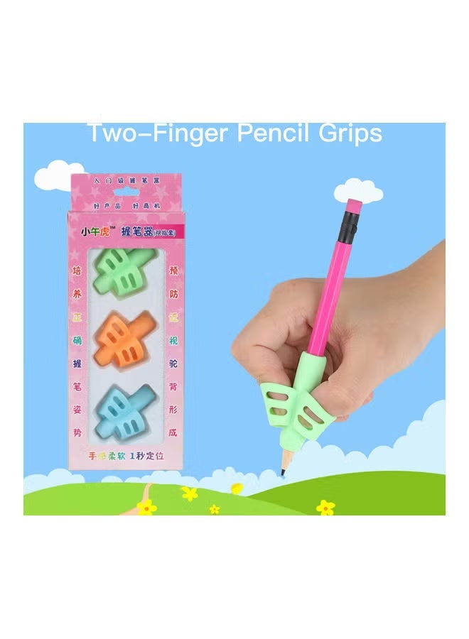 3-Piece Two-Finger Silicone Pencil Grips Multicolour - Image 5