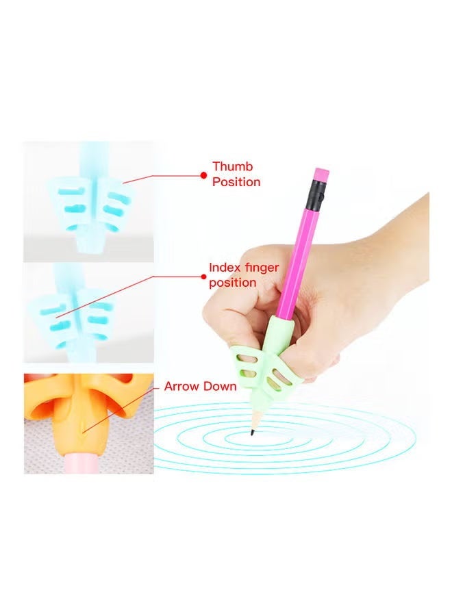 3-Piece Two-Finger Silicone Pencil Grips Multicolour - Image 2