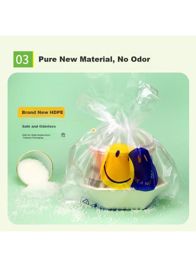 Yessel Thickened Plastic Bags 40*60cm Large Size Vest Bags With Smiley Face Design, 100 Pieces Food Packaging Bags Convenient Bags Clip Bags - Image 2