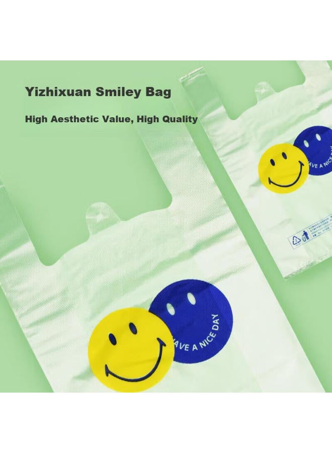 Yessel Thickened Plastic Bags 40*60cm Large Size Vest Bags With Smiley Face Design, 100 Pieces Food Packaging Bags Convenient Bags Clip Bags - Image 4