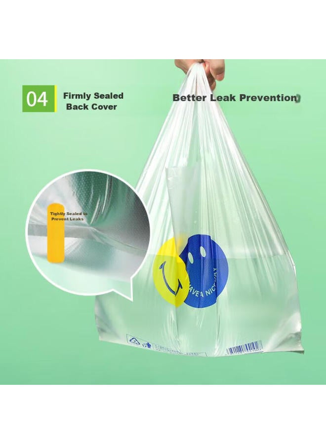 Yessel Thickened Plastic Bags 40*60cm Large Size Vest Bags With Smiley Face Design, 100 Pieces Food Packaging Bags Convenient Bags Clip Bags - Image 3