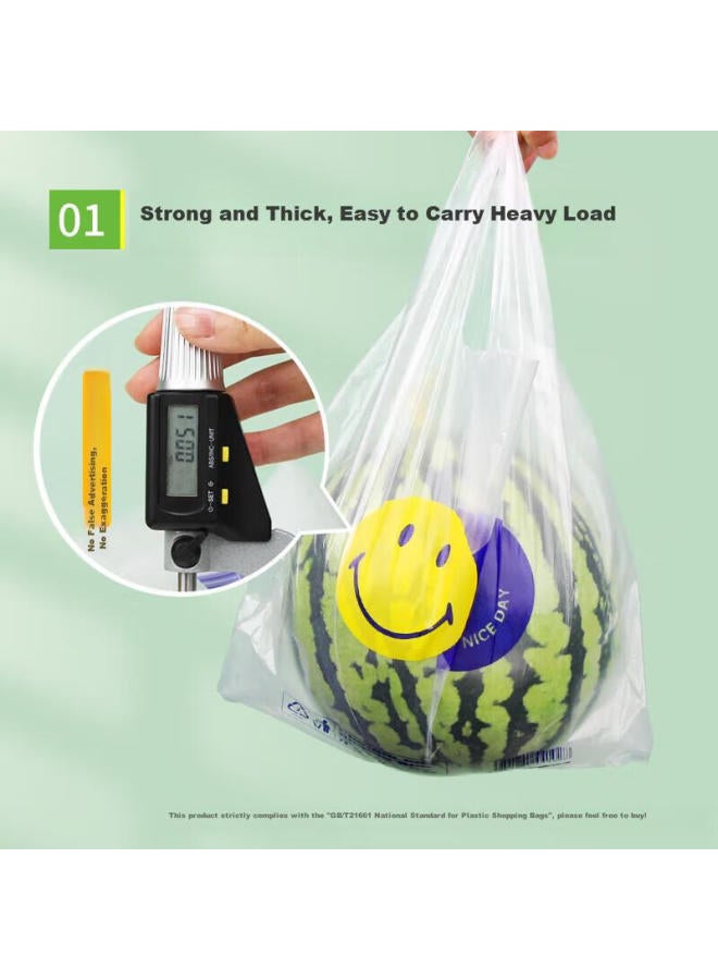 Yessel Thickened Plastic Bags 40*60cm Large Size Vest Bags With Smiley Face Design, 100 Pieces Food Packaging Bags Convenient Bags Clip Bags - Image 1