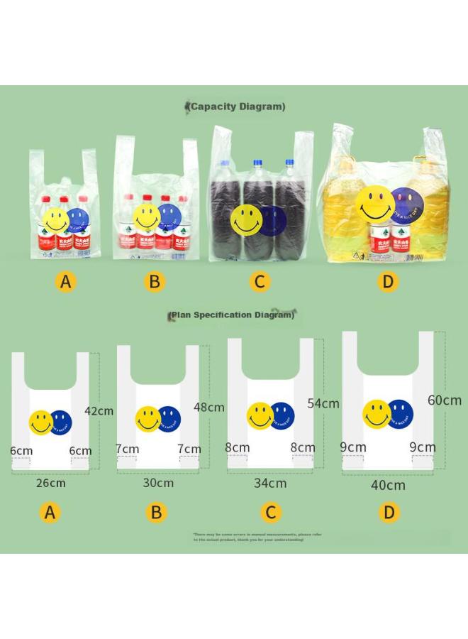 Yessel Thickened Plastic Bags 40*60cm Large Size Vest Bags With Smiley Face Design, 100 Pieces Food Packaging Bags Convenient Bags Clip Bags - Image 5