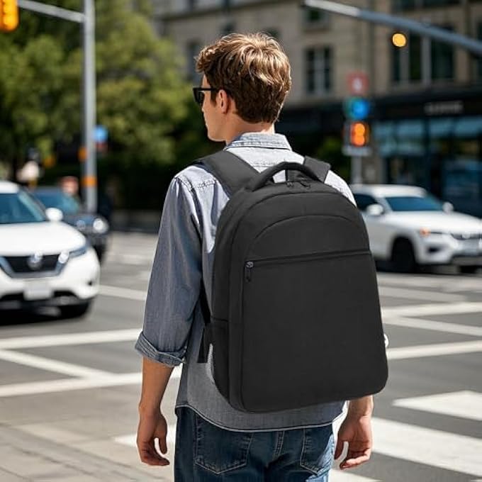 rayihni Black School BackpackCasual School Bag for Boys Girls Students College Large Laptop Rucksack for Students Men Women Business - Image 5