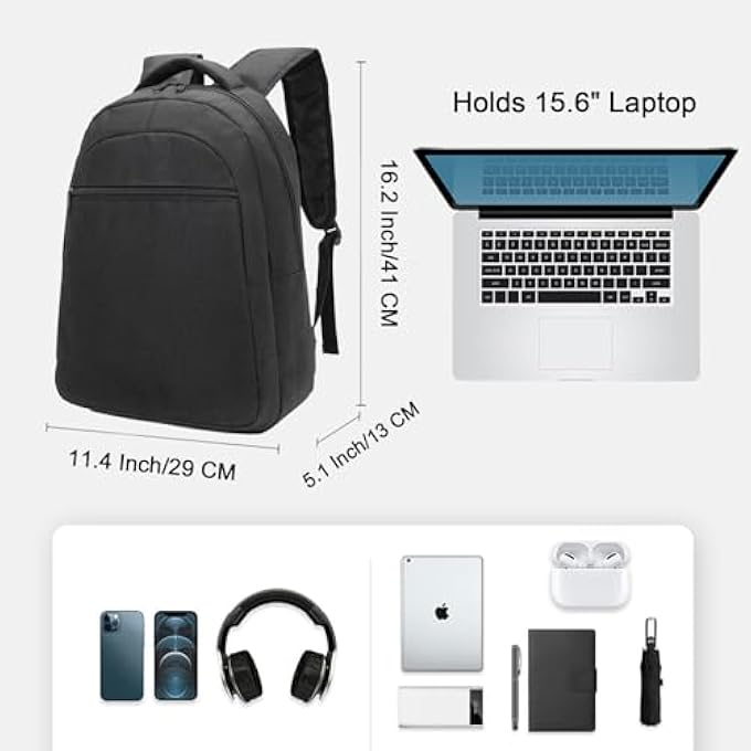 rayihni Black School BackpackCasual School Bag for Boys Girls Students College Large Laptop Rucksack for Students Men Women Business - Image 3