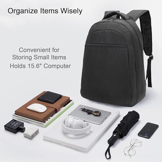 rayihni Black School BackpackCasual School Bag for Boys Girls Students College Large Laptop Rucksack for Students Men Women Business - Image 4