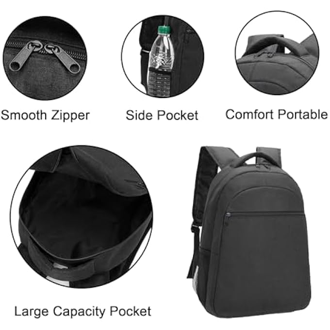 rayihni Black School BackpackCasual School Bag for Boys Girls Students College Large Laptop Rucksack for Students Men Women Business - Image 2
