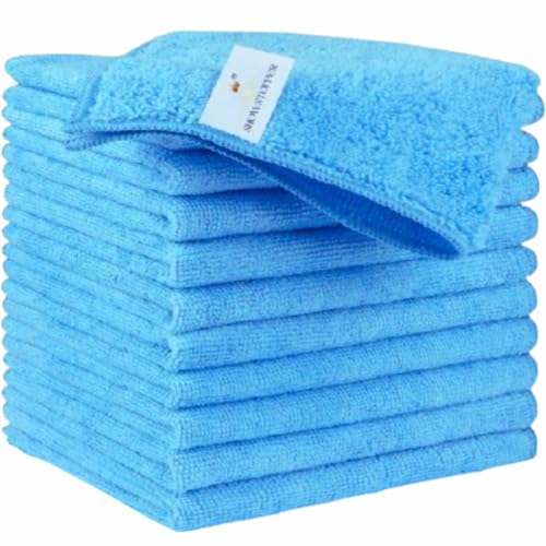 Showstopper Microfiber Cleaning Cloths for Kitchen & Home – Sky Blue, Pack of 10, 40x40cm, 250 GSM, Ultra Soft, Streak-Free, Lint-Free, Washable Kitchen Towel, Dusting Cloth and Car Cleaning Cloths - Image 1