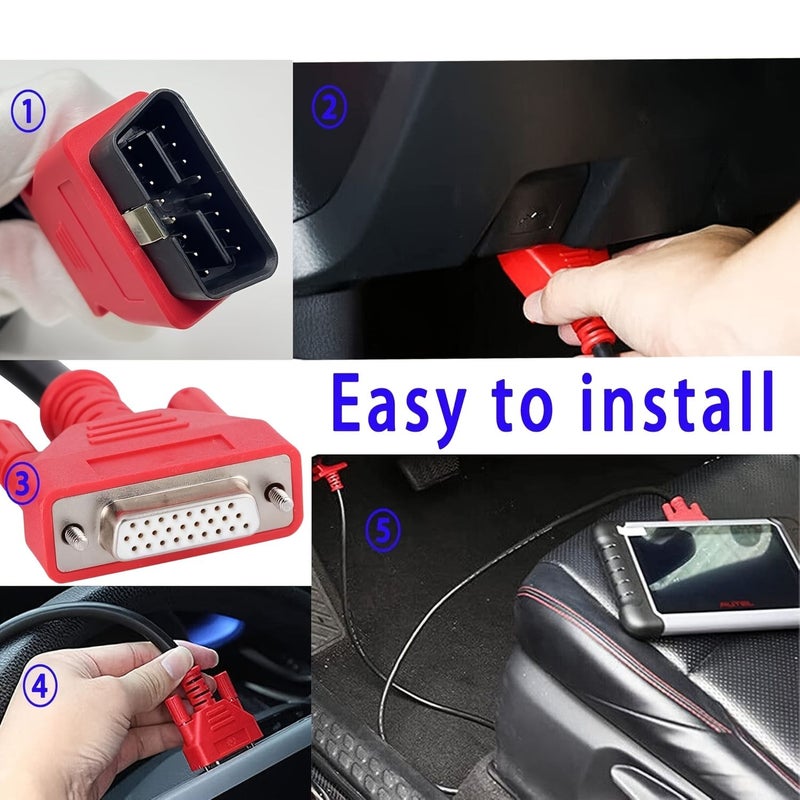 كابل تشخيص OBD2 26 سن 3 صف منفذ تسلسلي 6 أقدام لماسح السيارة نقل بيانات سريع بدون بطارية - Image 5