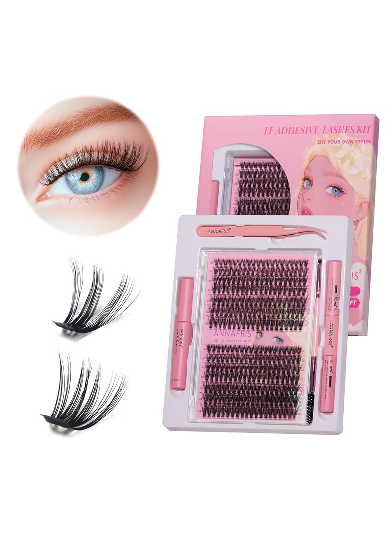 ANNAFRIS Lash Extension Kit,DIY Lash Clusters Eyelash Extension Kit,Individual Lashes Kit with Lash Bond and Seal, Lash Remover and Lash Tweezers for Self Use (30D&40D) 